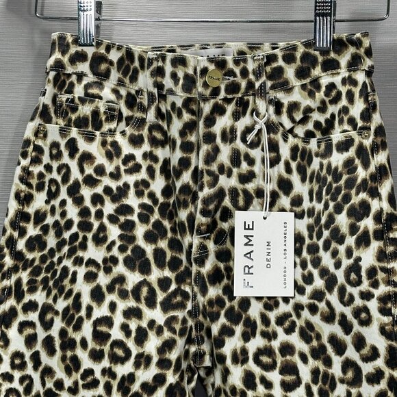 Frame Jeans Womens 25 Ali High Rise Cigarette Animal Print Cotton Stretch NEW - Picture 2 of 10